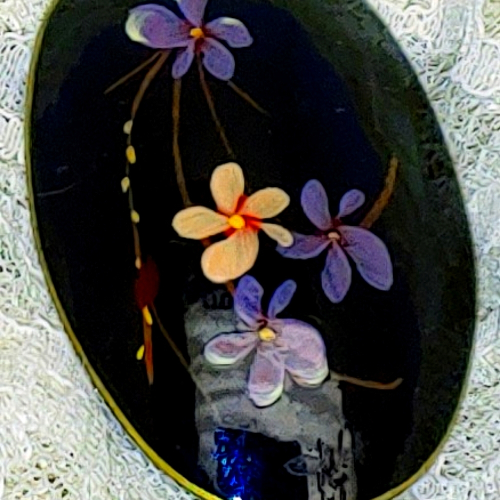 Hand Painted Floral Russian Pin